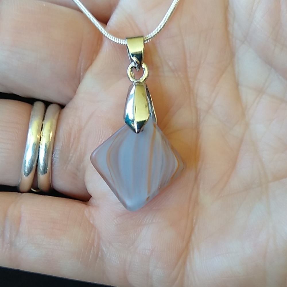 Handmade Glass Pendant w/ Chain - Picture 2 of 4
